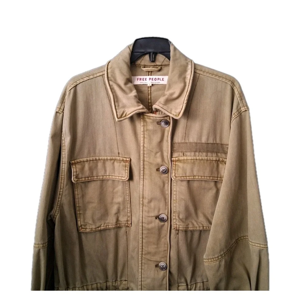 Free People Jacket Women's Small Olive‎ Utility Field Chore Barn Military Safari
